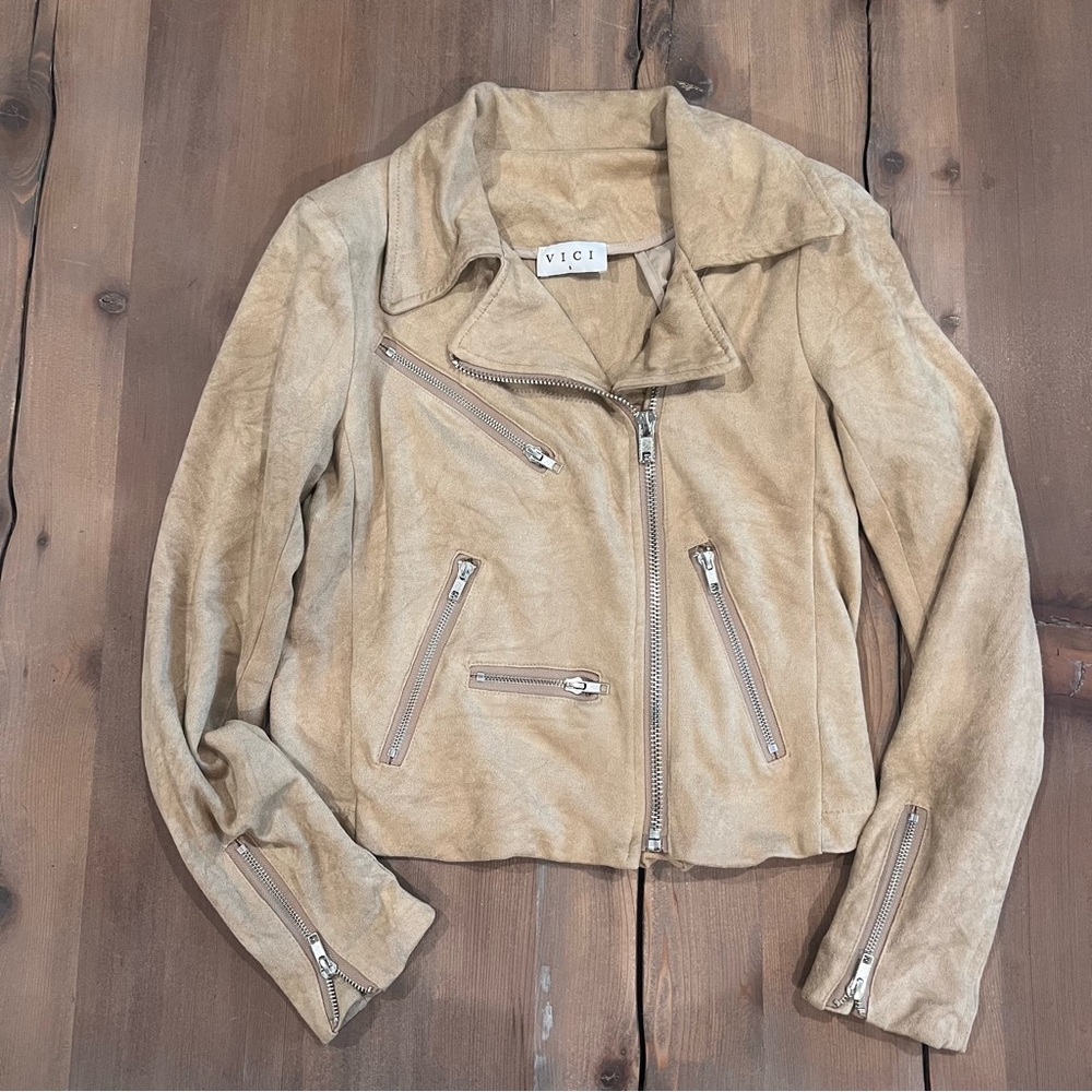 Vici Tan Suede Women's Moto Jacket